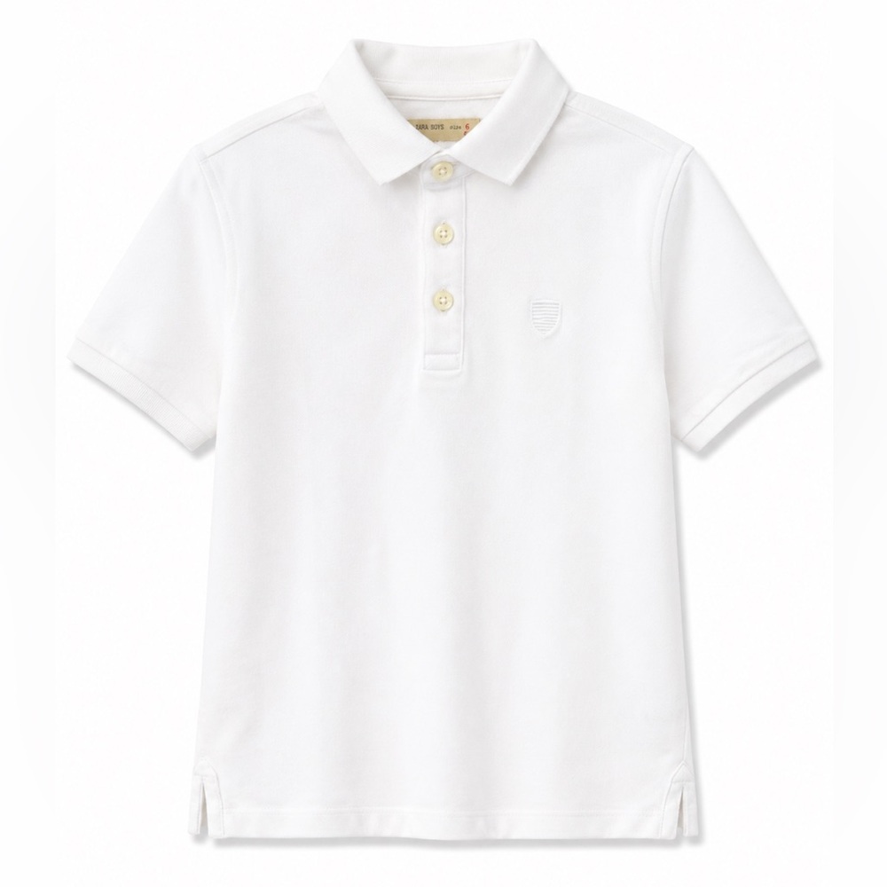 Zara White Kids Polo Shirt with Embroidered Crest